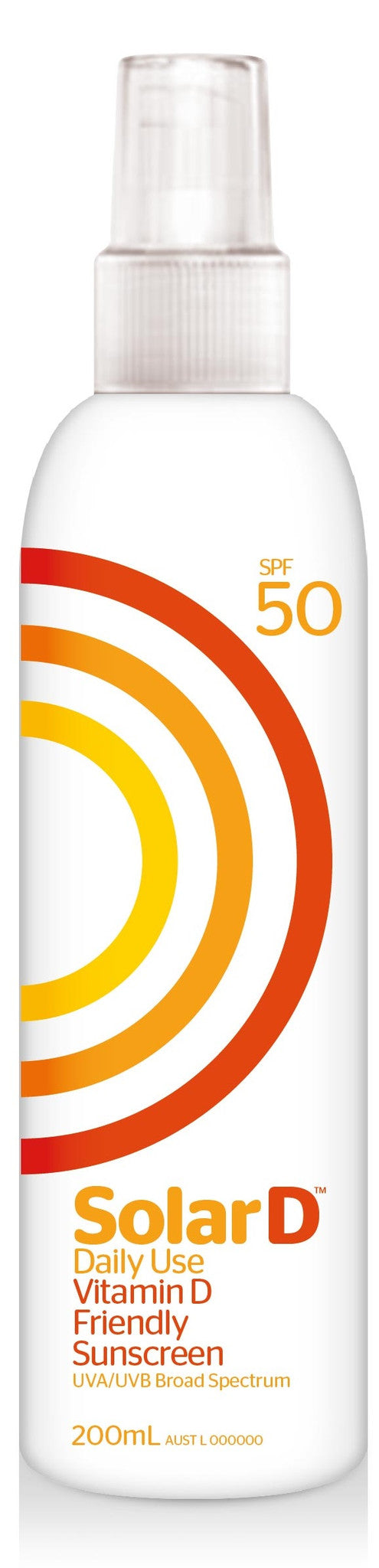 Solar D Daily Use SPF 50 Vitamin D Friendly Sunscreen 200ml Spray